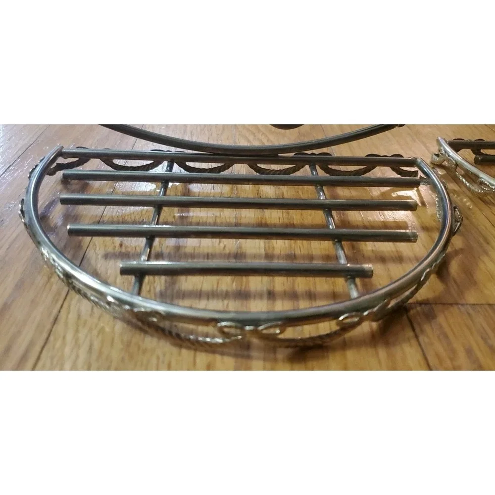 Set Of 2 Bell Shaped Metal‎ Wall Shelf Gold Tone Vtg Home Interiors